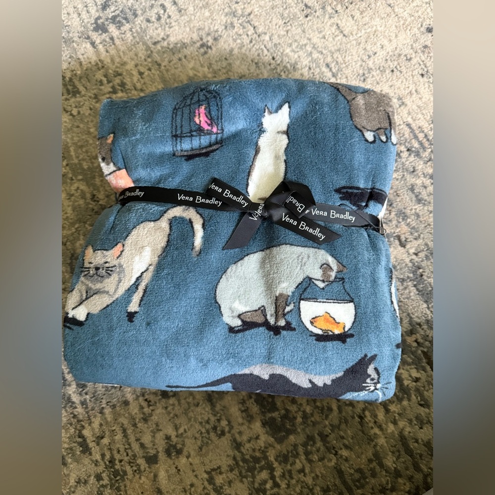 Vera Bradley CATS MEOW Throw Blanket 80” x 50” NWT